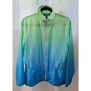 Lauren Ralph Lauren Women's Ripstop Windbreaker Large Ombre Blue & Green